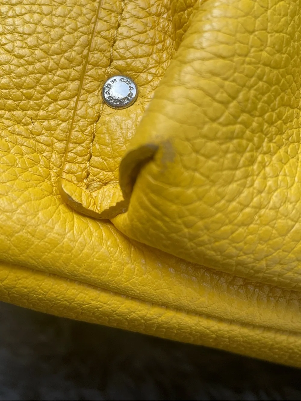 Coach Yellow Pebbled Leather Mini Backpack Bag